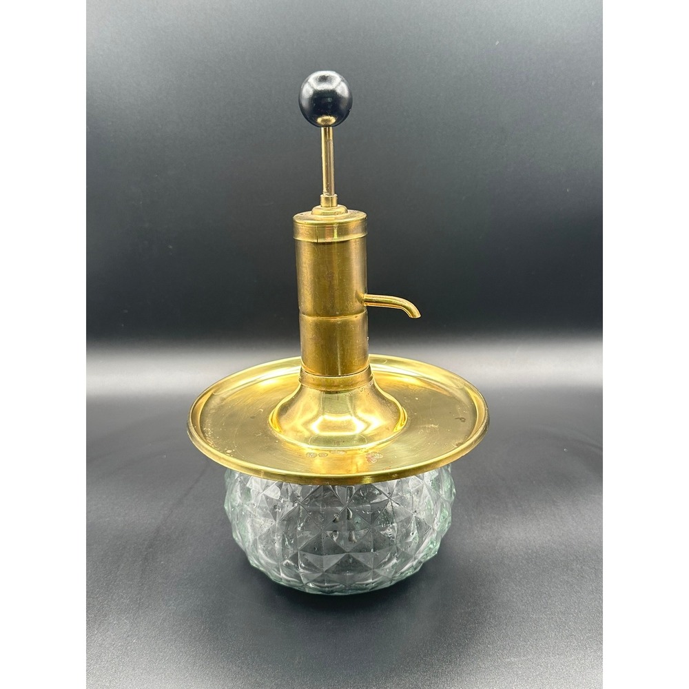 Vintage Park Industries Glass and Brass Decanter Pump Dispenser Mid Century